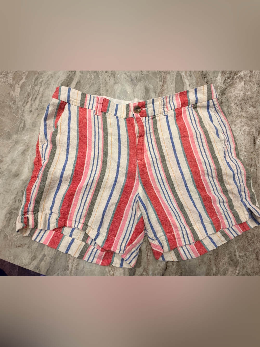 Old Navy Everyday Mid Rise Shorts Multicolor Striped Coastal 36 Waist